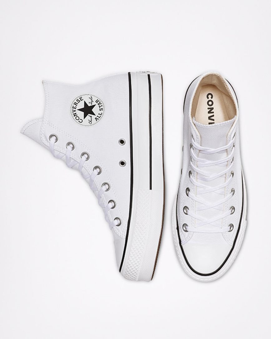 Topanky Na Platforme Converse Chuck Taylor All Star Lift Platene Vysoke Damske Biele Čierne Biele | SK DUOCG2